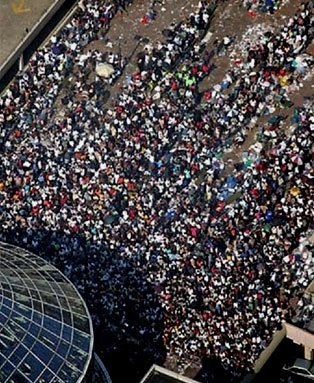 People seeking refuge in the Superdome from Hurricane Katrina