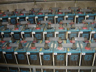 A large bank of batteries
